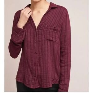 Cloth & Stone burgundy Red‎ Button Down Top Size S Anthropologie